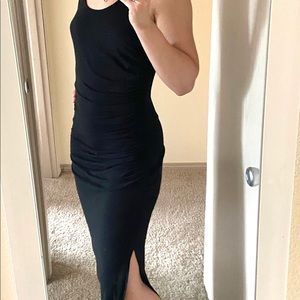 Side scrunch asymmetrical dress